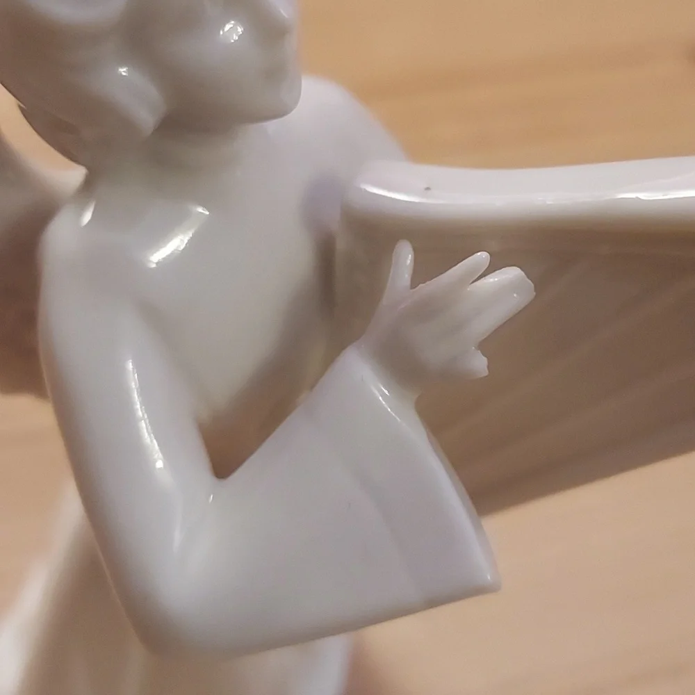 Vintage Dresden porcelain angel with harp